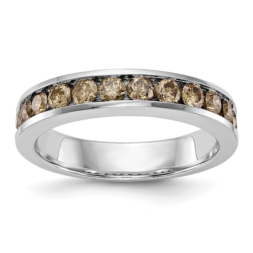 14K Weißgold Ehering mit natürlichen Champagner-Diamanten 0,715 ct