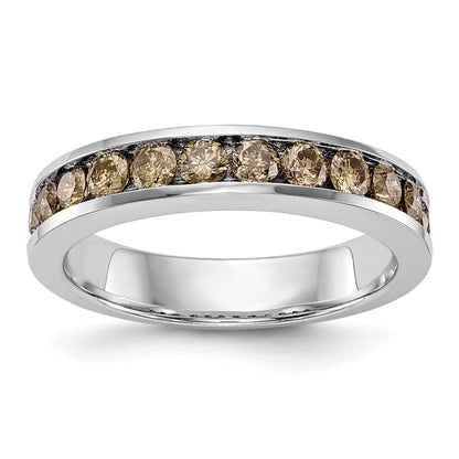14K Weißgold Ehering mit natürlichen Champagner-Diamanten 0,715 ct