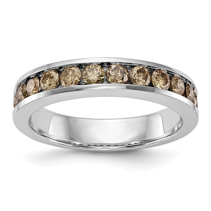 14K Weißgold Ehering mit champagnerfarbenen natürlichen Diamanten