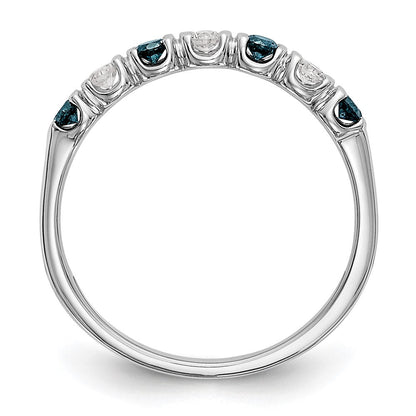 14K Weißgold Ring mit blauen und weißen Diamanten