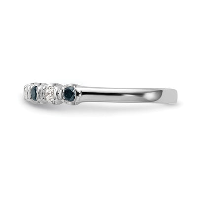14K Weißgold Ring mit blauen und weißen Diamanten