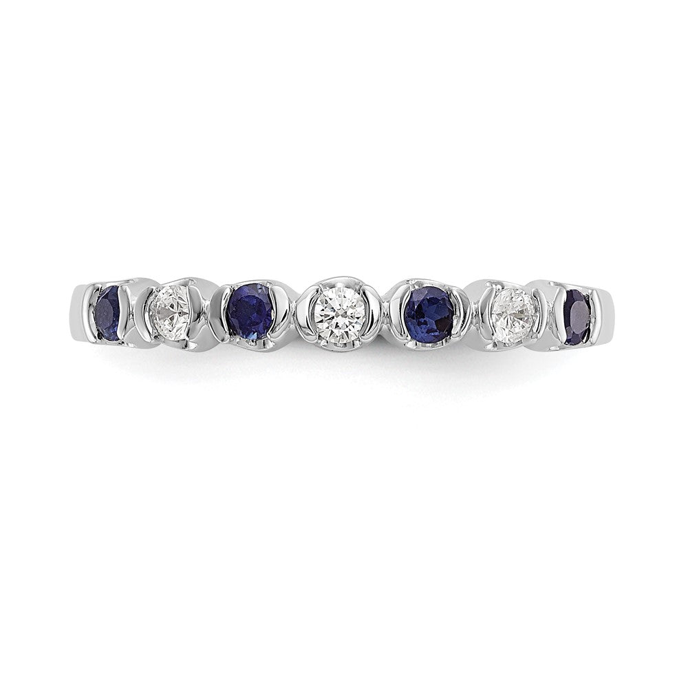 14K Weißgold Ring mit blauen und weißen Diamanten