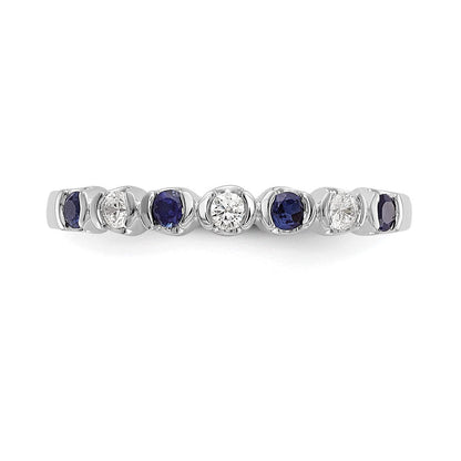 14K Weißgold Ring mit blauen und weißen Diamanten