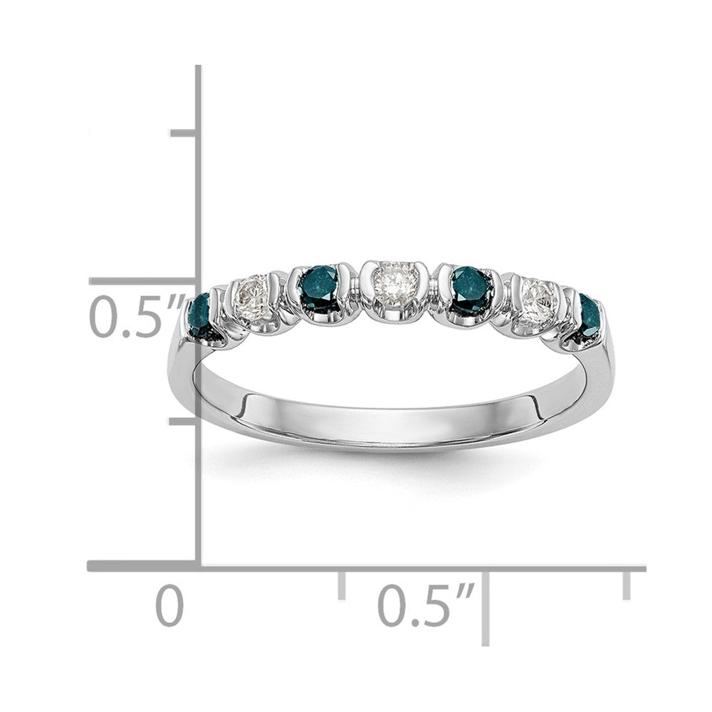 14K Weißgold Ring mit blauen und weißen Diamanten