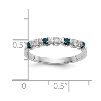 14K Weißgold Ring mit blauen und weißen Diamanten