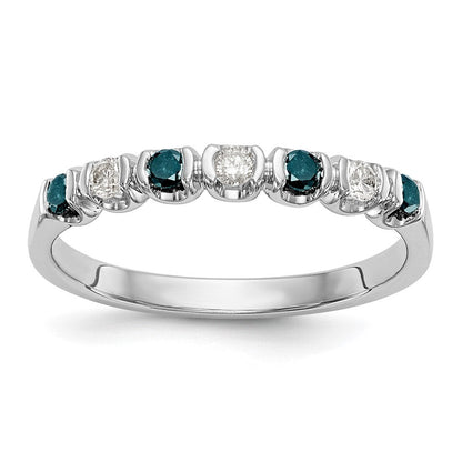 14K Weißgold Ring mit blauen und weißen Diamanten