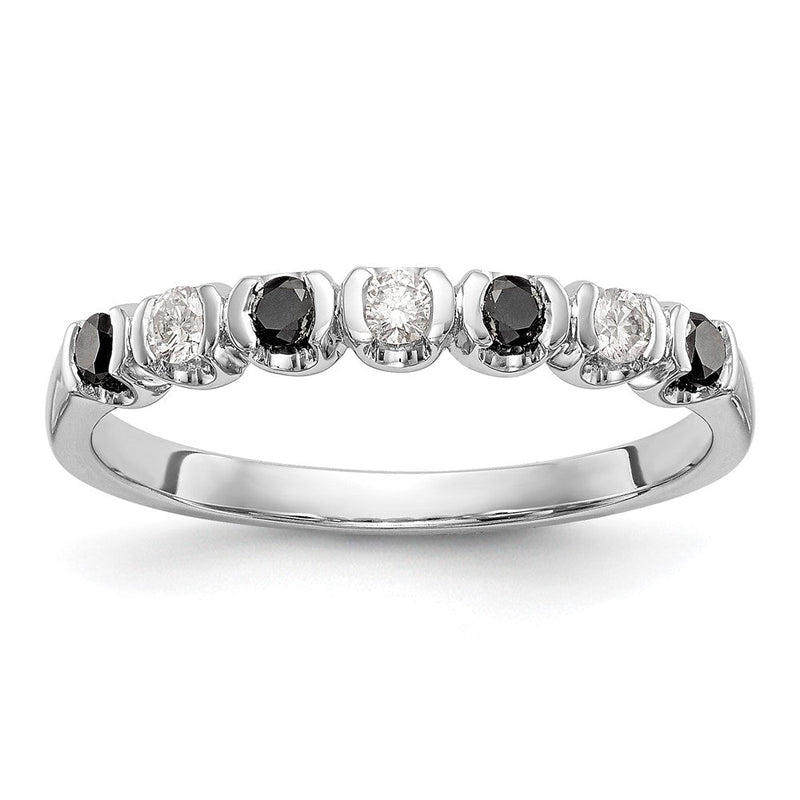 14K Weißgold Ehering mit schwarzen und weißen natürlichen Diamanten