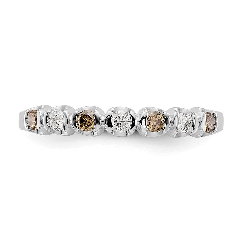 14K Weißgold Ring mit Champagner- und weißen Diamanten