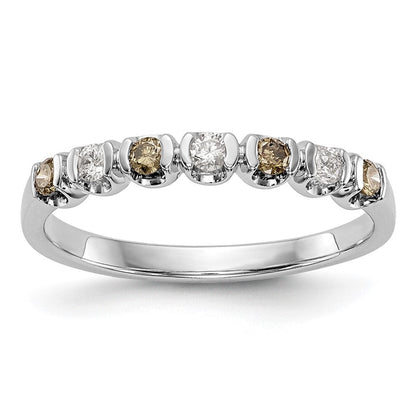 14K Weißgold Ring mit Champagner- und weißen Diamanten