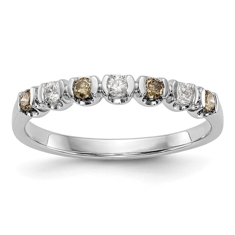 14K Weißgold Ring mit Champagner- und weißen Diamanten