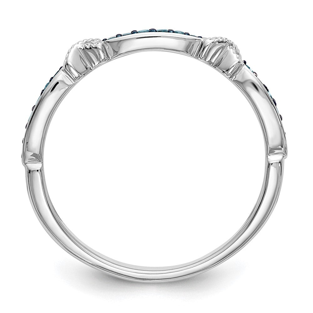 14K Weißgold X Design 1/10 Karat Blau Diamant Komplett Ring