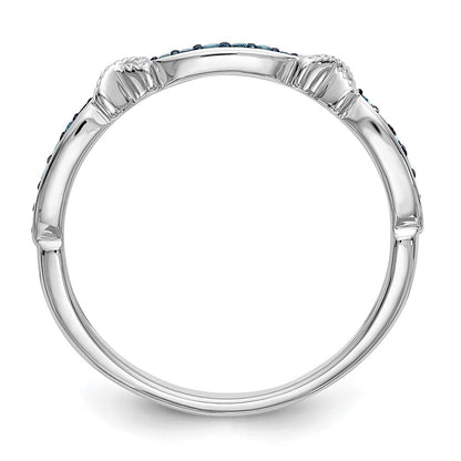 14K Weißgold X Design 1/10 Karat Blau Diamant Komplett Ring