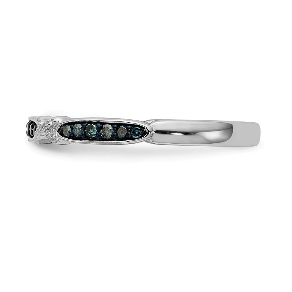 14K Weißgold X Design 1/10 Karat Blau Diamant Komplett Ring