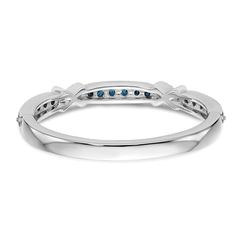 14K Weißgold X Design 1/10 Karat Blau Diamant Komplett Ring