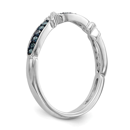 14K Weißgold X Design 1/10 Karat Blau Diamant Komplett Ring