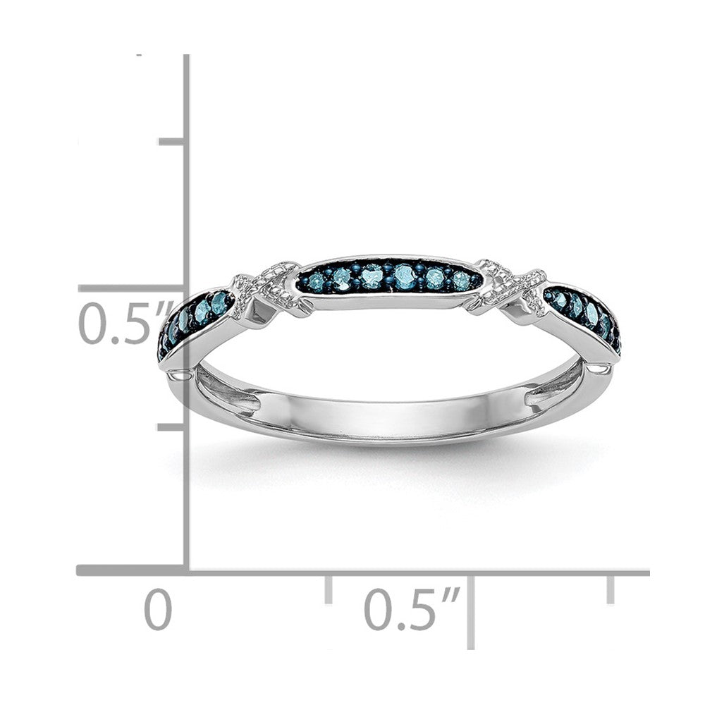 14K Weißgold X Design 1/10 Karat Blau Diamant Komplett Ring