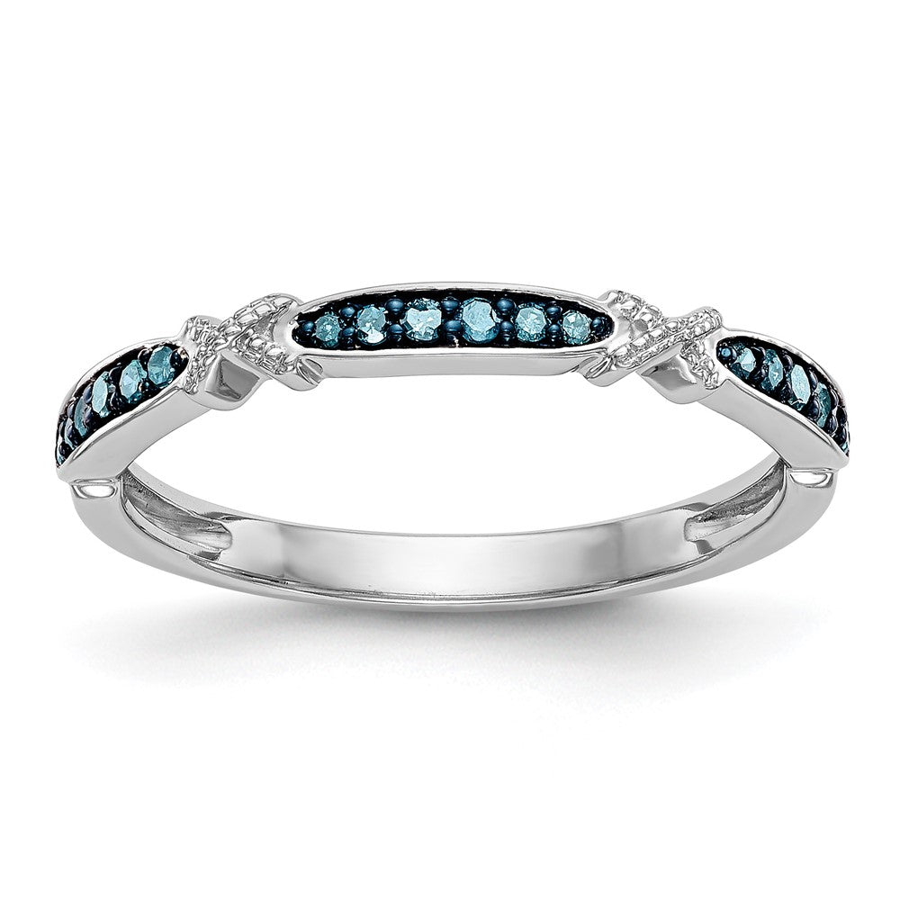 14K Weißgold X Design 1/10 Karat Blau Diamant Komplett Ring