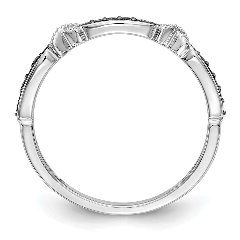14K Weißgold Ehering mit schwarzen natürlichen Diamanten