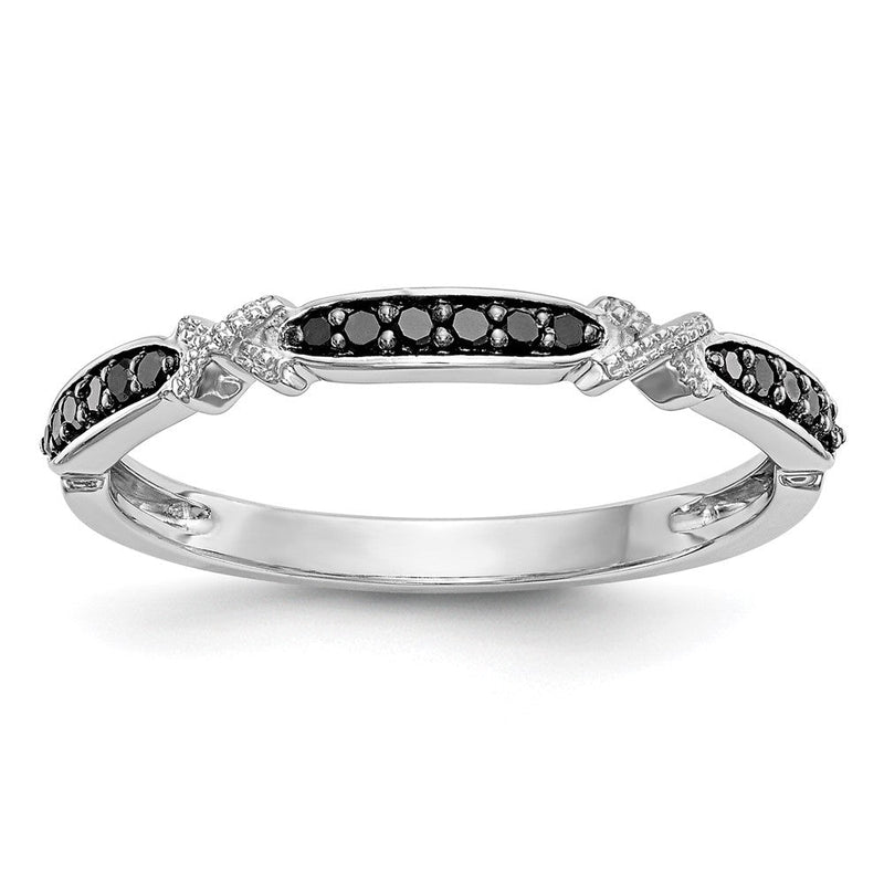 14K Weißgold Ehering mit schwarzen natürlichen Diamanten