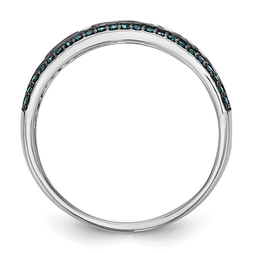 14K Weißgold Ring mit blauen und weißen natürlichen Diamanten