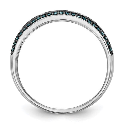 14K Weißgold Ring mit blauen und weißen natürlichen Diamanten