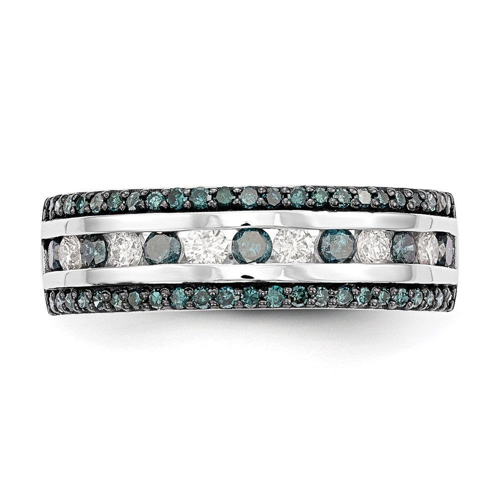 14K Weißgold Ring mit blauen und weißen natürlichen Diamanten