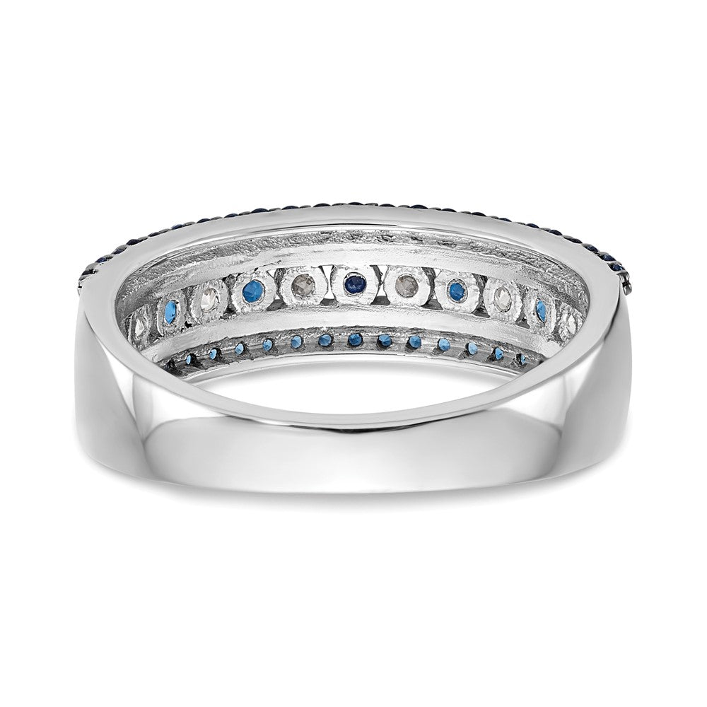 14K Weißgold Ring mit blauen und weißen natürlichen Diamanten
