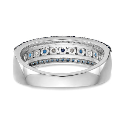 14K Weißgold Ring mit blauen und weißen natürlichen Diamanten