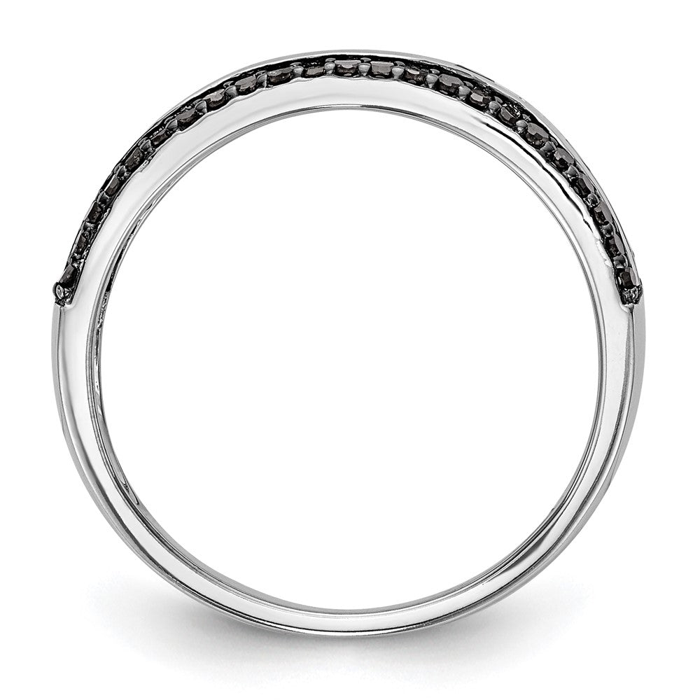 14K Weißgold Ring mit schwarzen und weißen natürlichen Diamanten