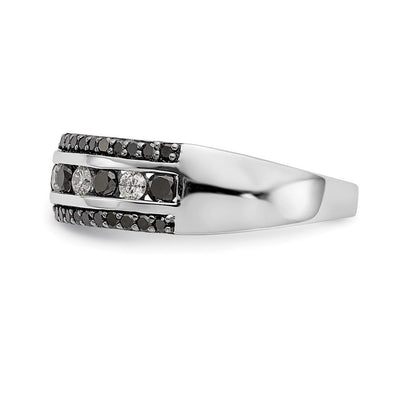 14K Weißgold Ring mit schwarzen und weißen natürlichen Diamanten