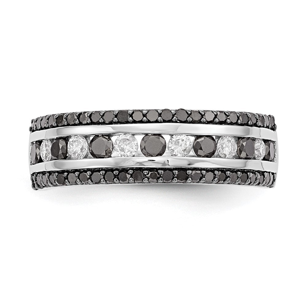 14K Weißgold Ring mit schwarzen und weißen natürlichen Diamanten