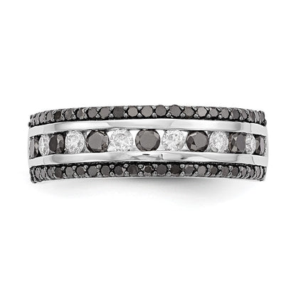 14K Weißgold Ring mit schwarzen und weißen natürlichen Diamanten