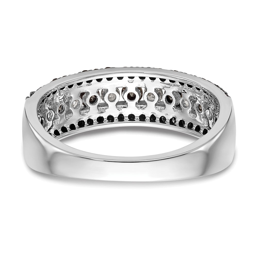 14K Weißgold Ring mit schwarzen und weißen natürlichen Diamanten
