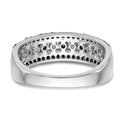 14K Weißgold Ring mit schwarzen und weißen natürlichen Diamanten