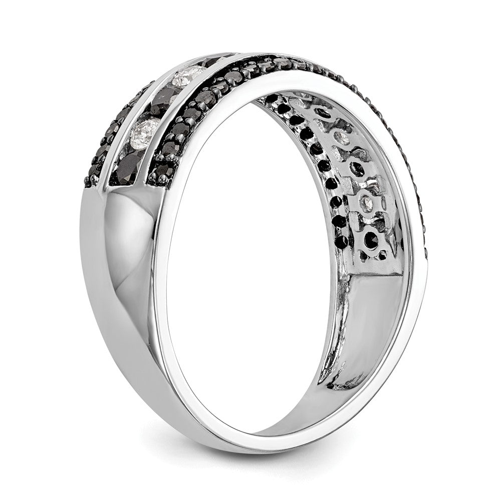 14K Weißgold Ring mit schwarzen und weißen natürlichen Diamanten