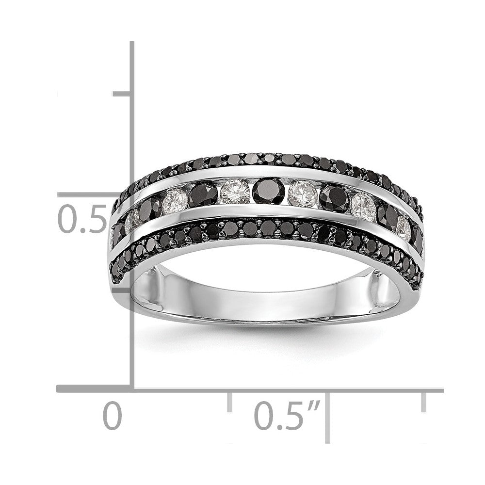 14K Weißgold Ring mit schwarzen und weißen natürlichen Diamanten