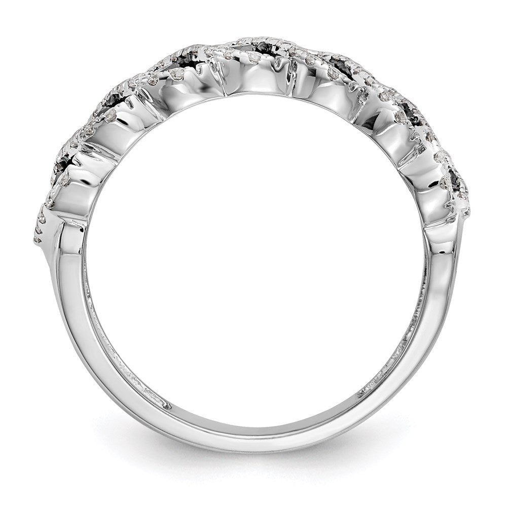 14K Weißgold Ehering mit schwarzen und weißen natürlichen Diamanten