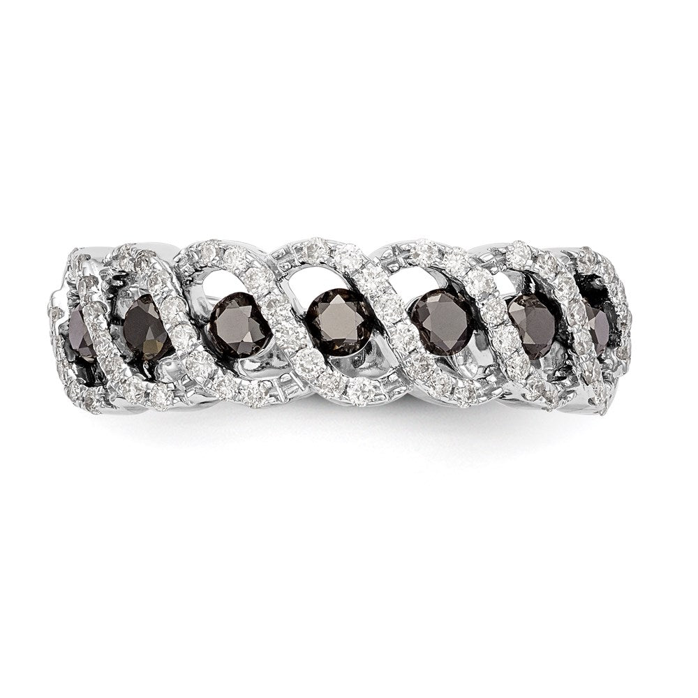 14K Weißgold Ehering mit schwarzen und weißen natürlichen Diamanten