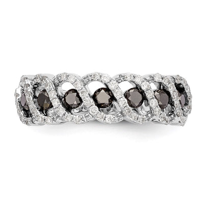 14K Weißgold Ehering mit schwarzen und weißen natürlichen Diamanten