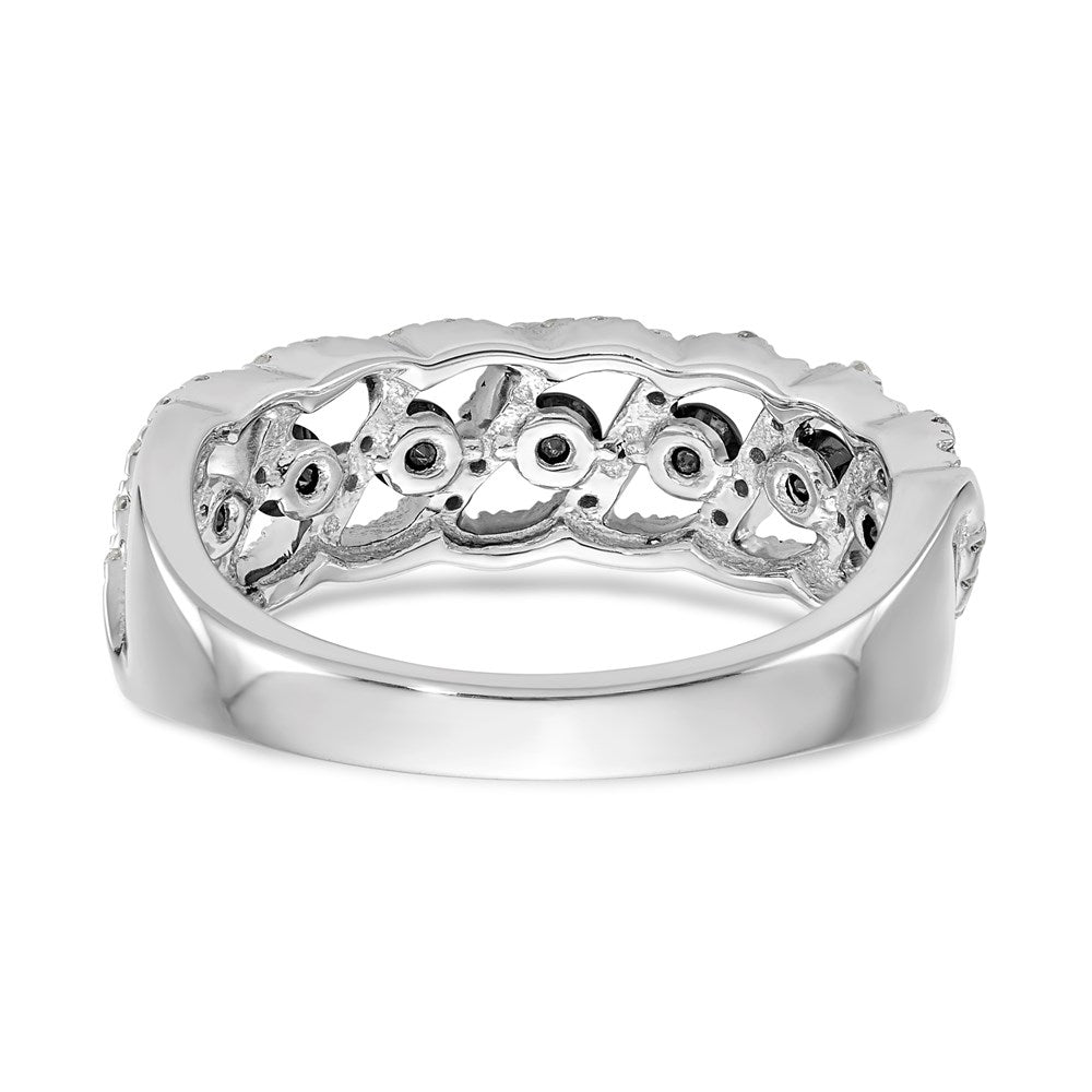 14K Weißgold Ehering mit schwarzen und weißen natürlichen Diamanten