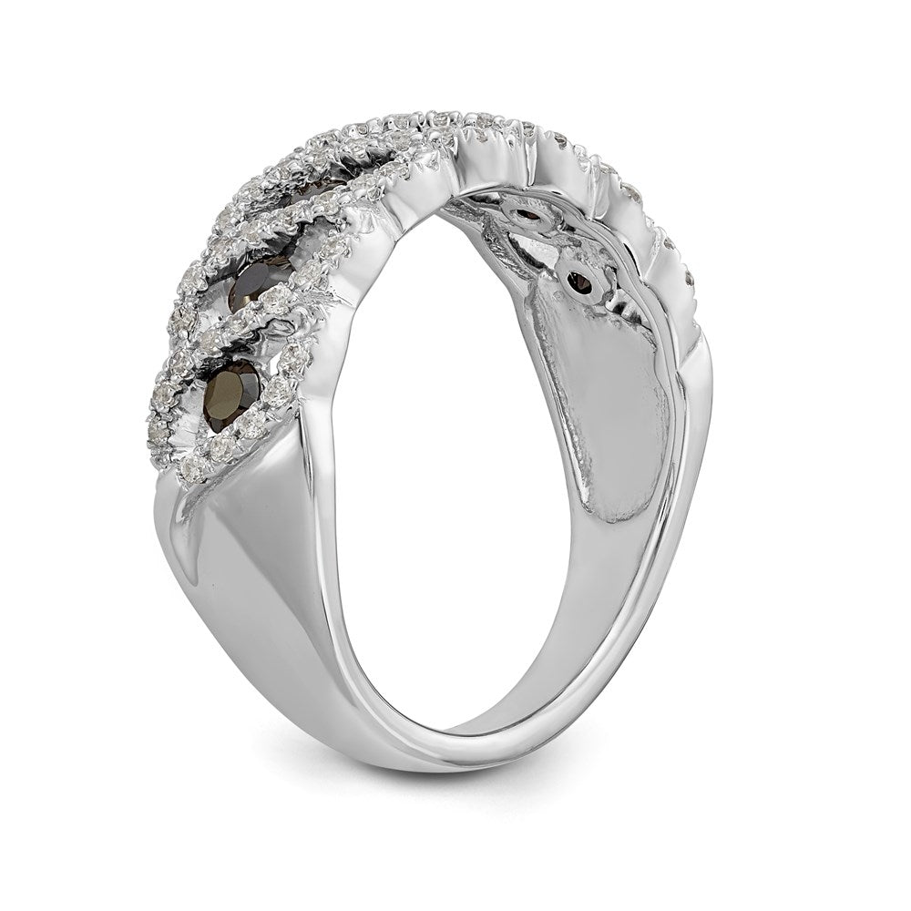 14K Weißgold Ehering mit schwarzen und weißen natürlichen Diamanten