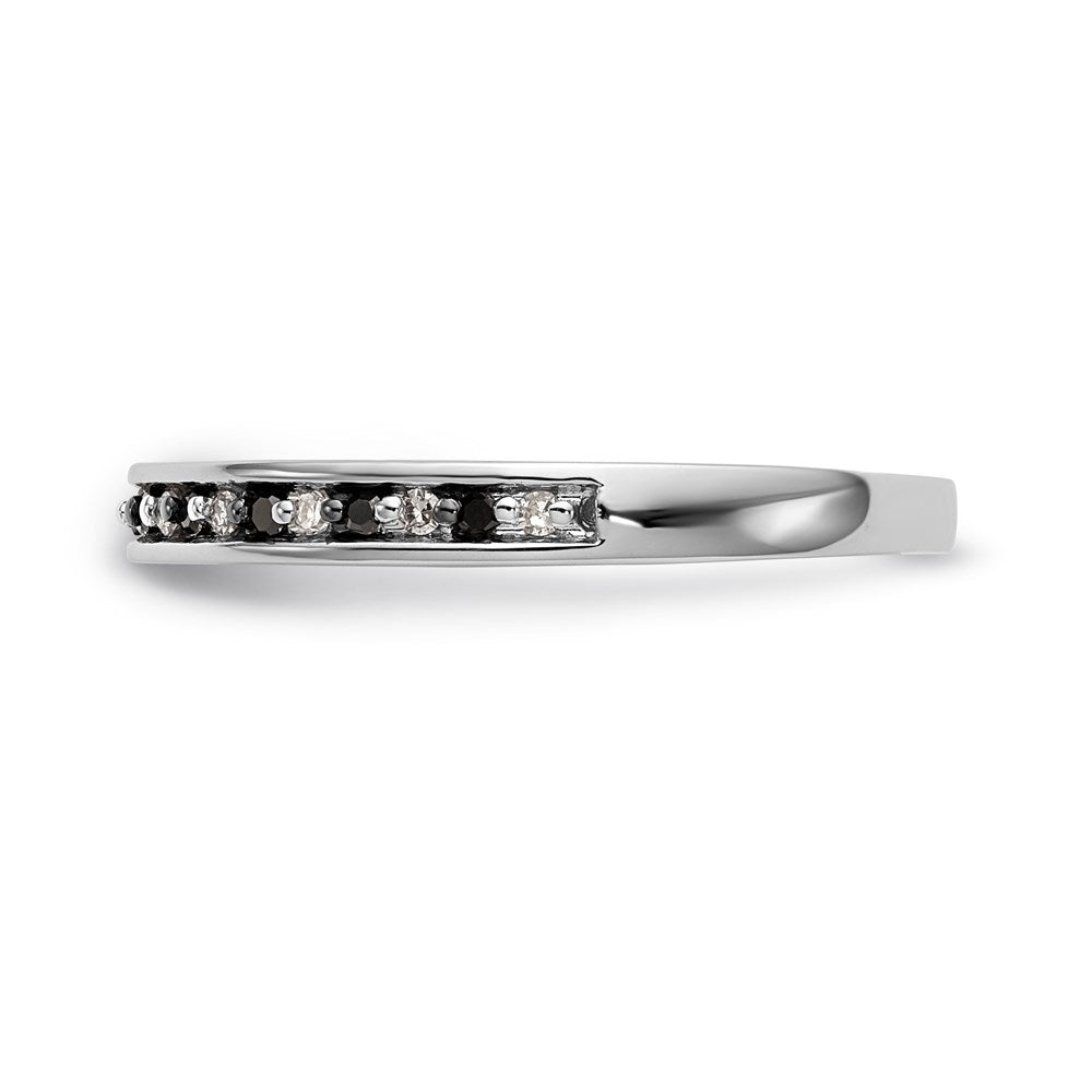 14K Weißgold Ring mit schwarzen und weißen natürlichen Diamanten
