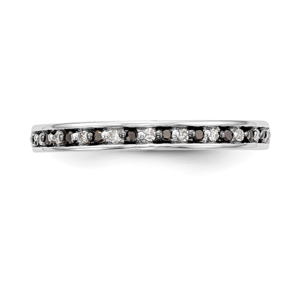 14K Weißgold Ring mit schwarzen und weißen natürlichen Diamanten