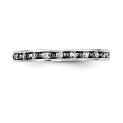 14K Weißgold Ring mit schwarzen und weißen natürlichen Diamanten