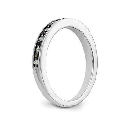 14K Weißgold Ring mit schwarzen und weißen natürlichen Diamanten