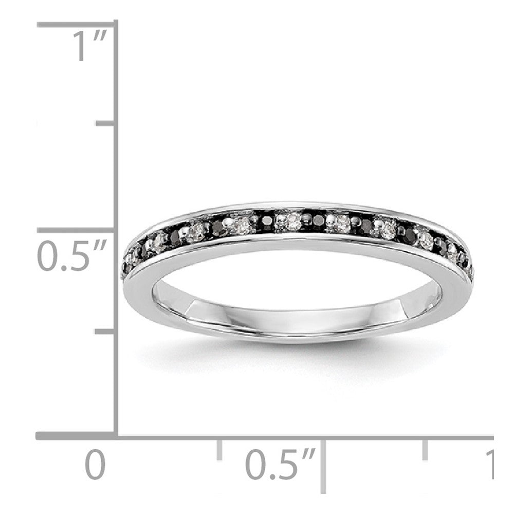 14K Weißgold Ring mit schwarzen und weißen natürlichen Diamanten