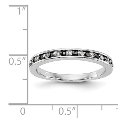 14K Weißgold Ring mit schwarzen und weißen natürlichen Diamanten