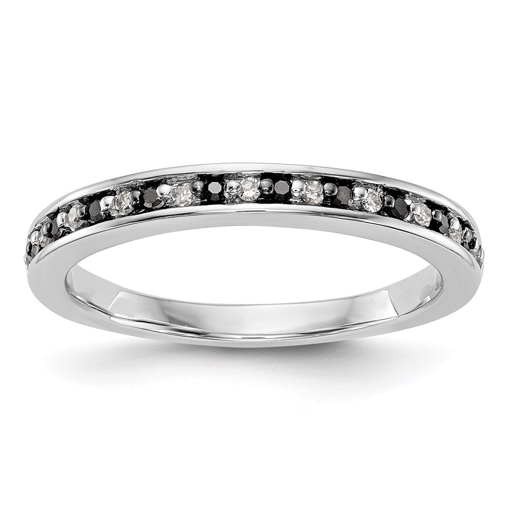 14K Weißgold Ring mit schwarzen und weißen natürlichen Diamanten