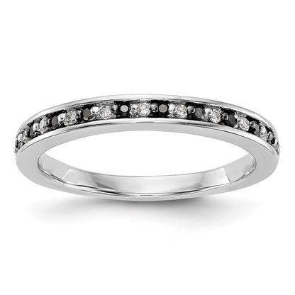 14K Weißgold Ring mit schwarzen und weißen natürlichen Diamanten