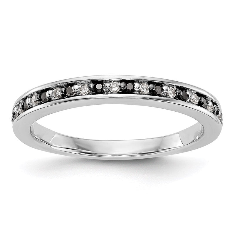 14K Weißgold Ring mit schwarzen und weißen natürlichen Diamanten
